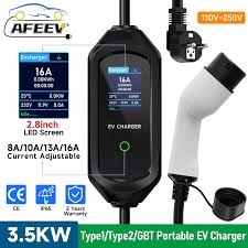 Зарядна станция AFEEV Type 2, 3.5m, IEC 62196-2 Portable E монофазна,  3.5kW